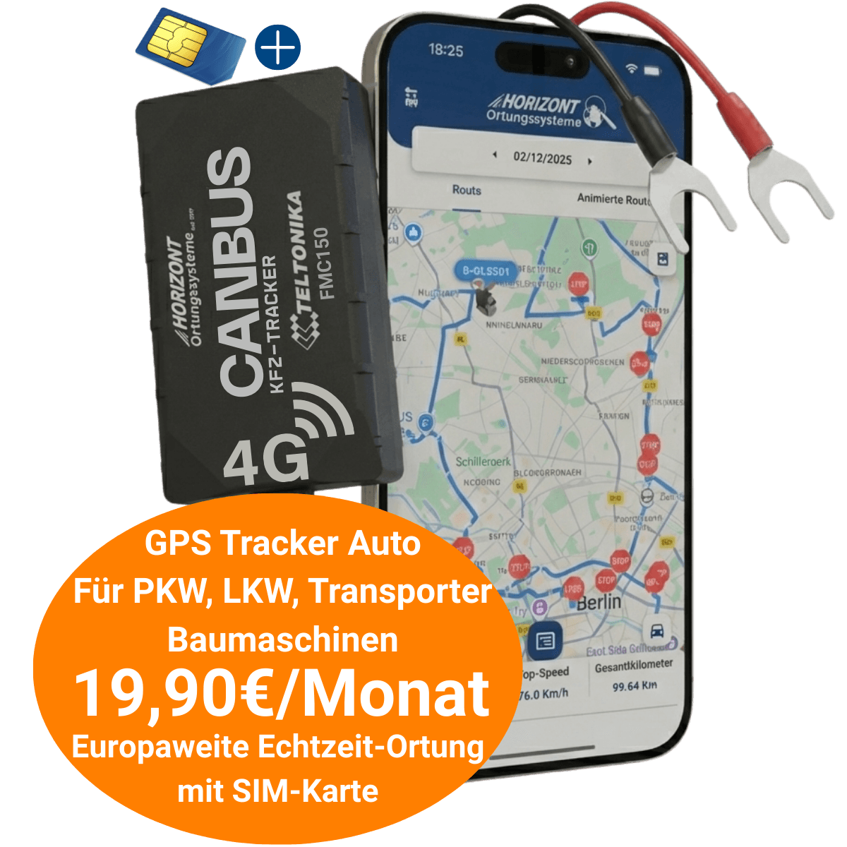 PKW & LKW 4G GPS Auto Tracker mit CAN Bus - Mit Abo - GPS Tracker für Fahrzeuge