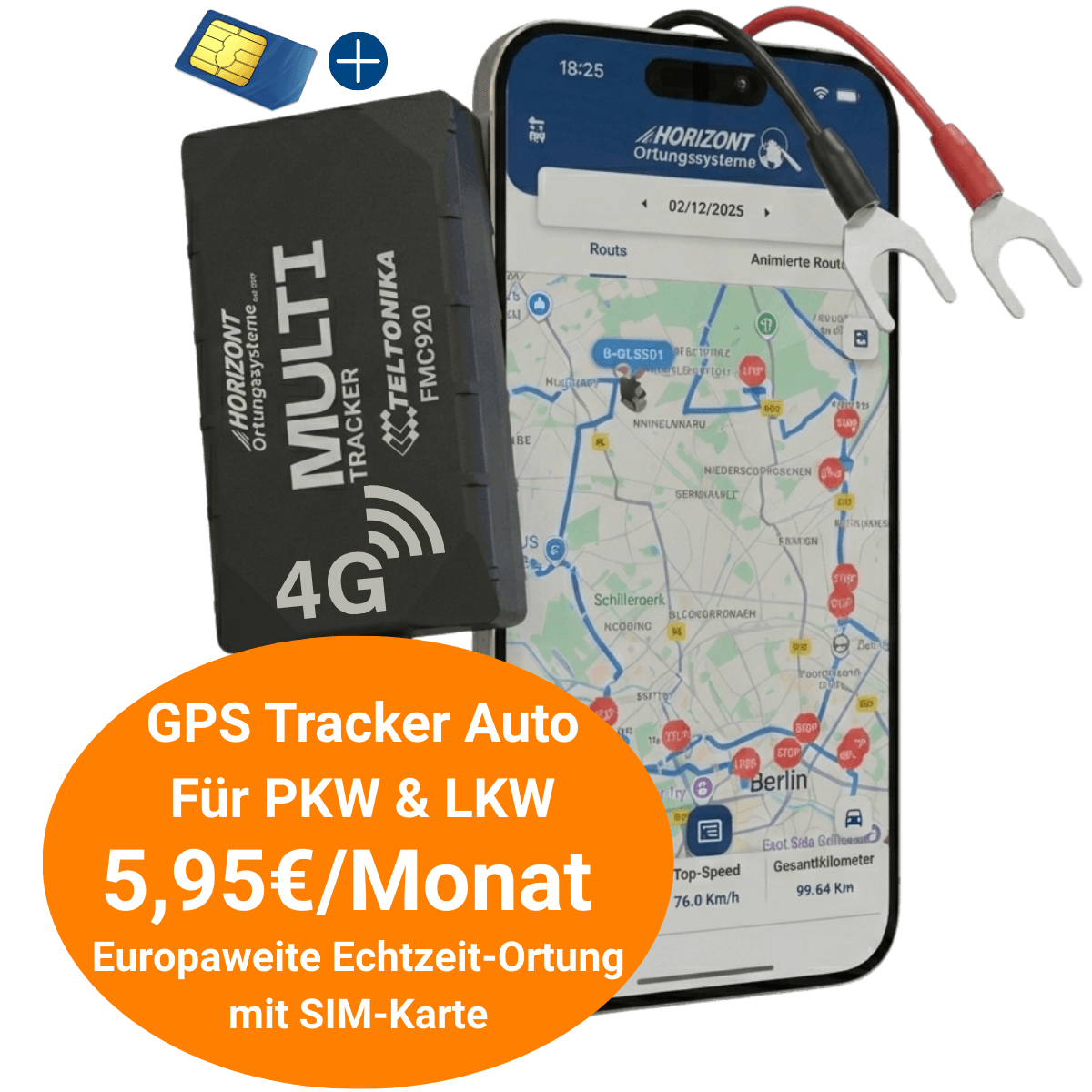 PKW & LKW 4G GPS Auto Tracker – Multi Model - Schnelle Installation - Mit Abo - GPS Tracker für Fahrzeuge