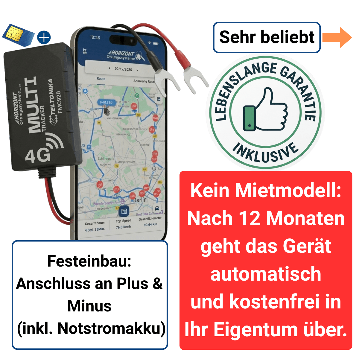 GPS Auto Tracker 4G – Multi Modell - Miete mit monatlicher Zahlung - GPS Tracker fuer Fahrzeuge